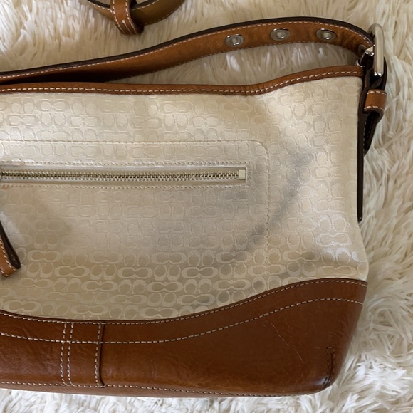 Coach Handbag Shoulder Signature Mini Duffle Ivory leather Brown purse. - Picture 17 of 17